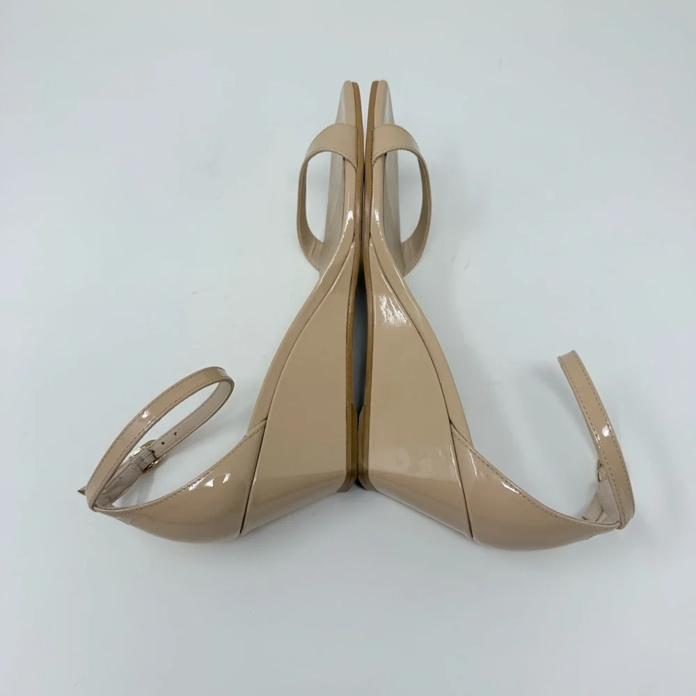 New Stuart Weitzman Nudistcurve 50 Wedge Sandal Nude Sz US 6.5 - Picture 12 of 13